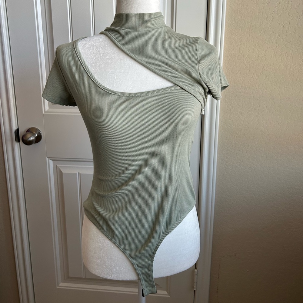 Green Cutout Bodysuit